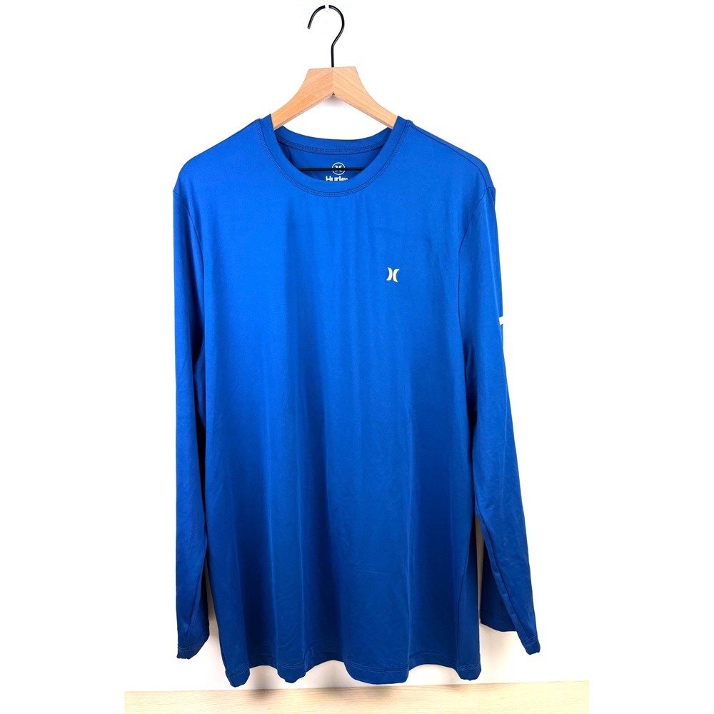 Hurley Long Sleeve T-Shirt Men's Large Blue Logo Surf Athletic Training‎